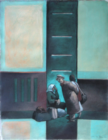 Au carrefour 2, 2005, fusain et pastel (50x65 cm)