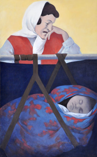 Exode-Kosovo. Femme et enfant, 1999, huile sur toile, (130x81cm)