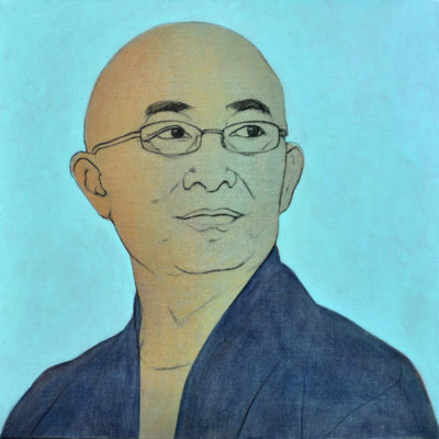 Liao Yiwu, 2014, fusain et acrylique sur toile (50x50 cm)