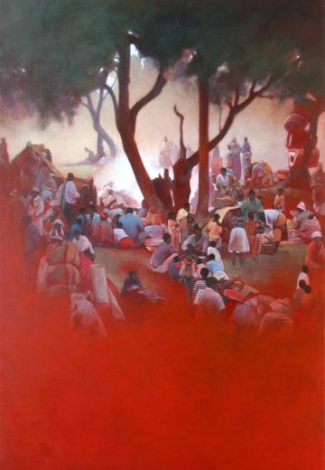 Au repos (rouge), 2003, huile sur toile (130 x 89 cm)