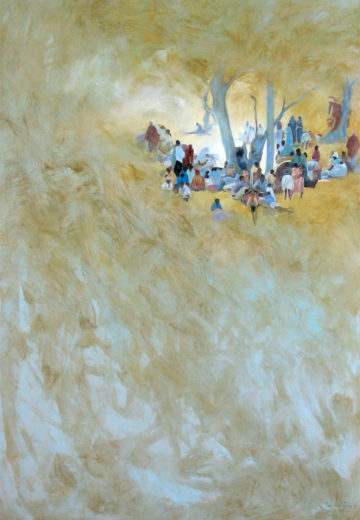 Au repos (gris bleuté), 2003, huile sur toile (130 x 89 cm)