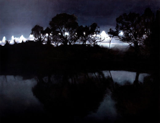 Lumière dans la nuit – Bord de l’Oise, 2006, huile sur toile (100x130 cm)