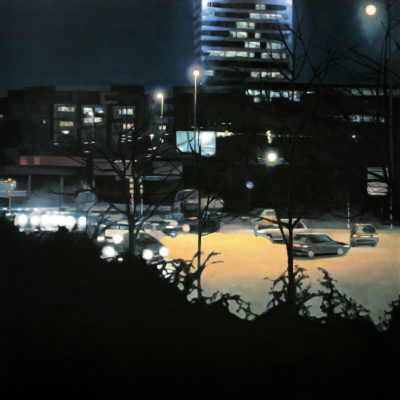 Lumières de la nuit – Cergy, 2006, huile sur toile (100x100 cm)