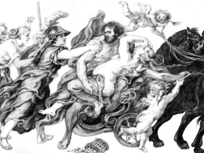 d’après « L’enlèvement de Proserpine » (1615) de Rubens, 2018, crayon graphite sur papier (30x40 cm)