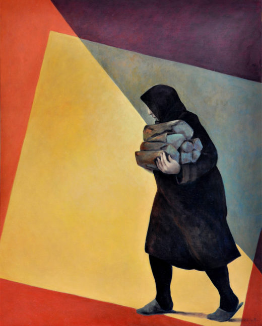 Exodes, Femme Tchétchène, 2001, huile sur toile (162 x130 cm)