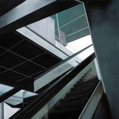 Gare– Cergy le Haut, 2007, huile sur toile (100x100 cm)